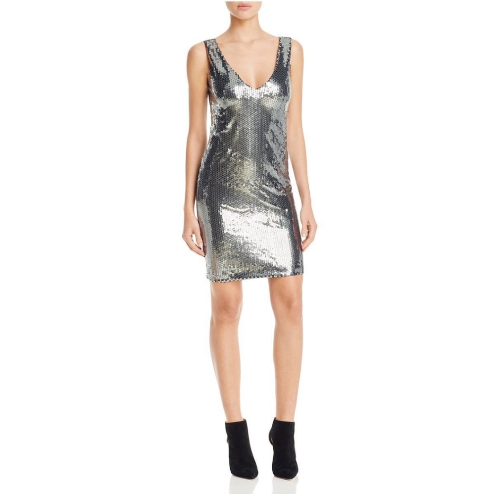 Aqua Capsule Silver Sequin Dress Size XS